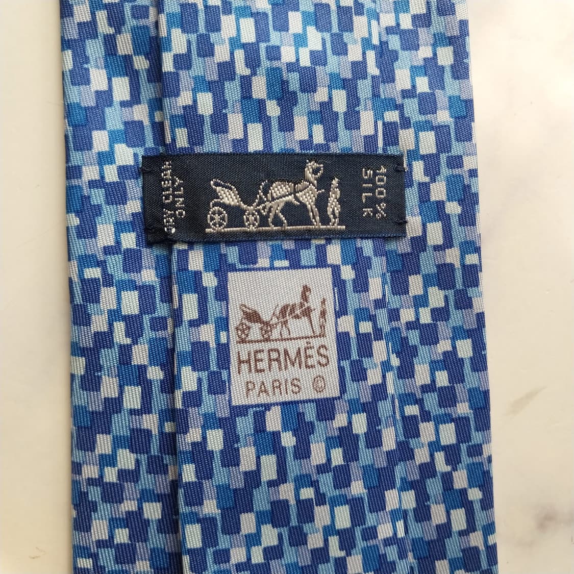 HERMES 에르메스 실크 블루 패턴 넥타이 9cm A+등급 K2276
 상품이미지8