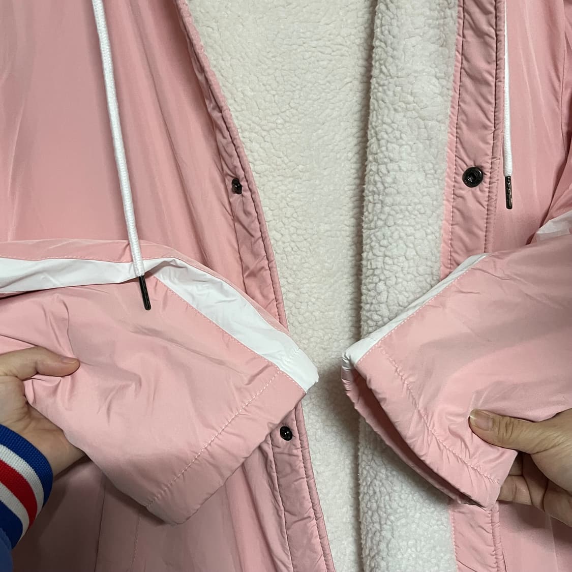 FCMM 핑크색 후리스 롱 패딩 코트 L 상품이미지6