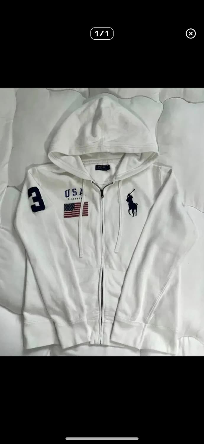 폴로 랄프로렌 성조기 후드집업 화이트 구해요 상품이미지1