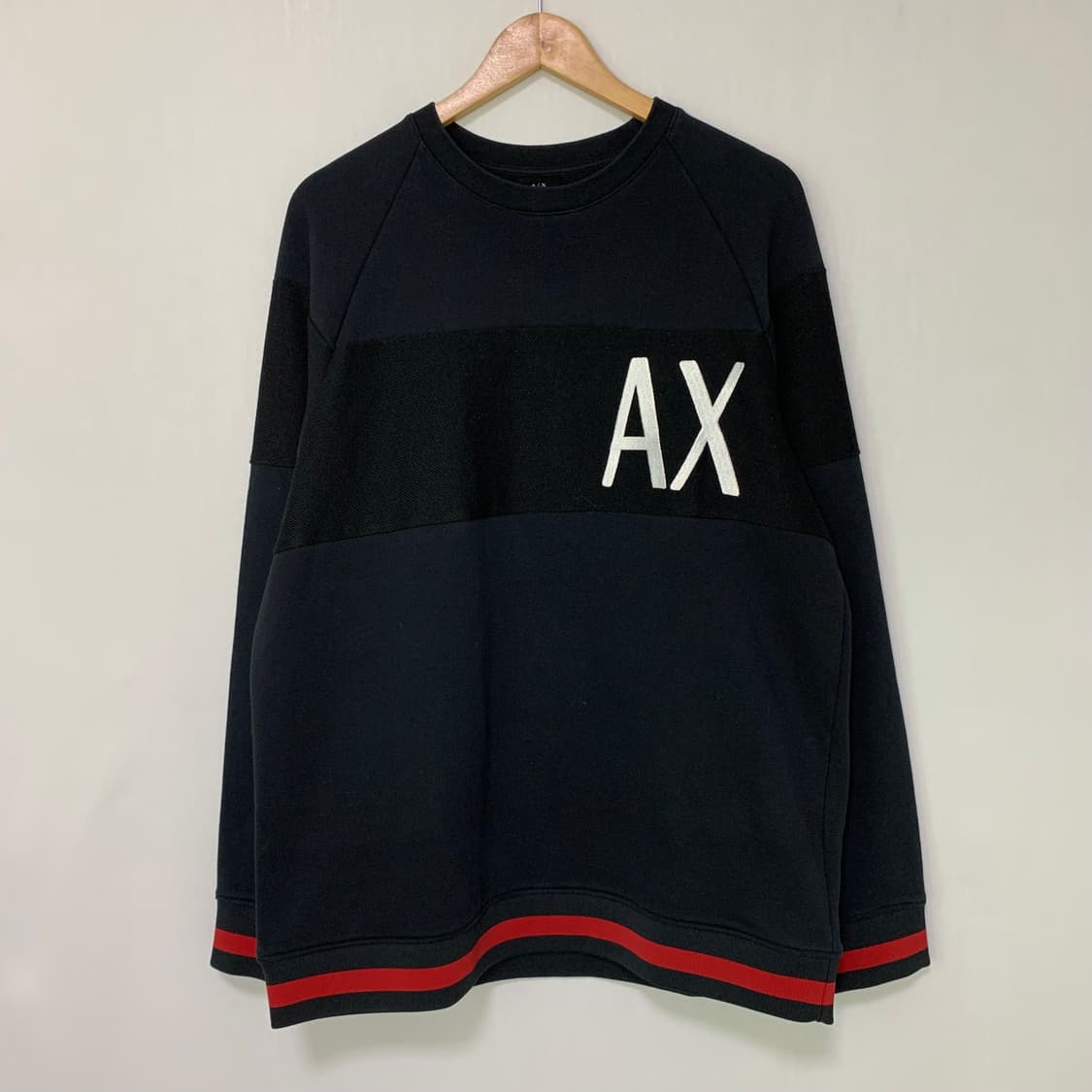 알마니 익스체인지 빅 로고 배색 맨투맨 긴팔 티셔츠 롱슬리브 L 알마니  상품이미지2