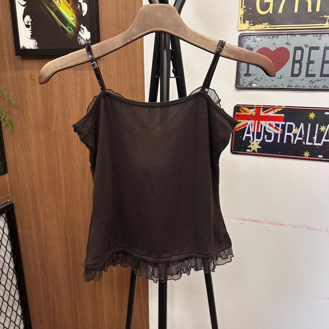 Brown Knit Sleeveless Top 상품이미지2