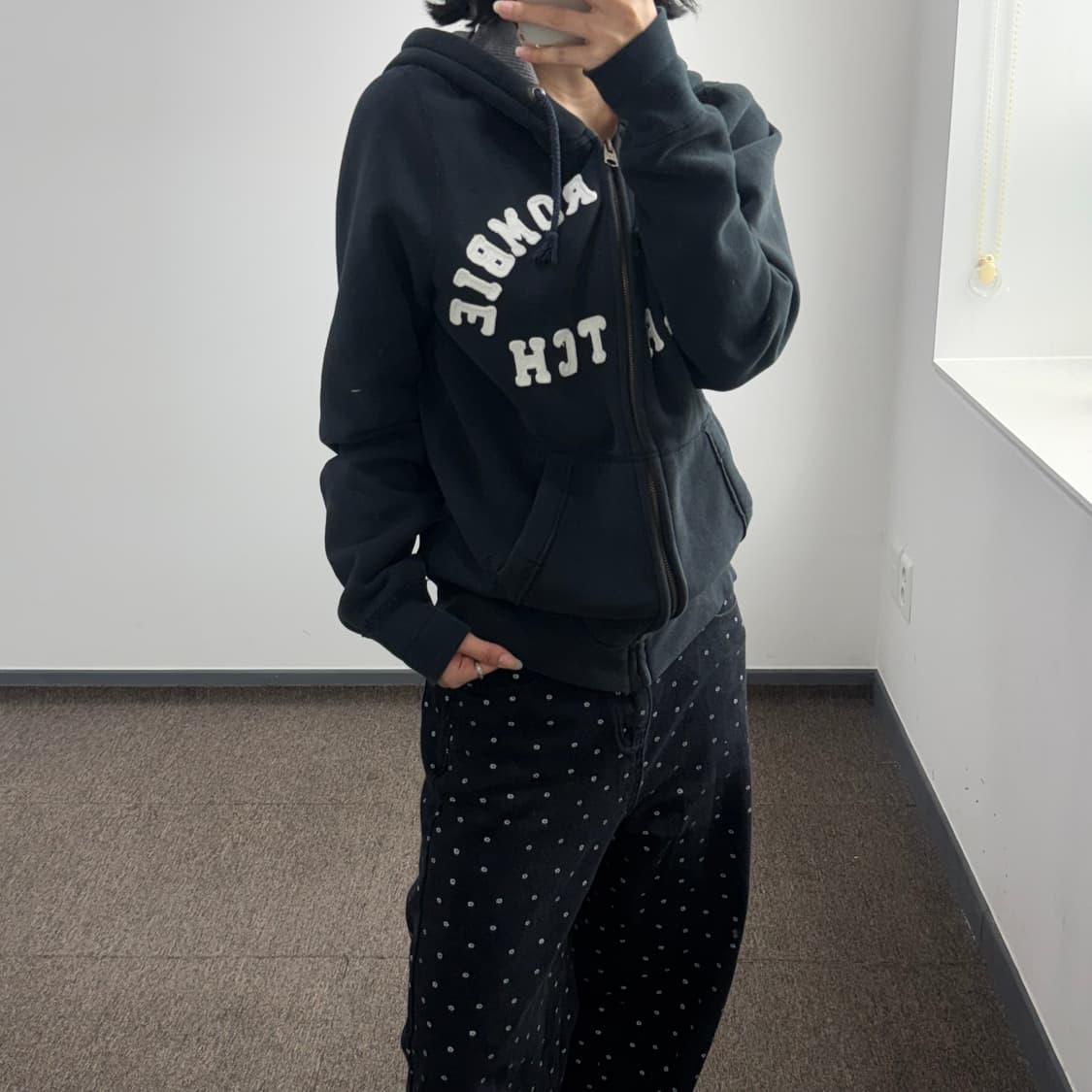 Abercrombie 아베크롬비 아치로고 네이비 후드집업 상품이미지2