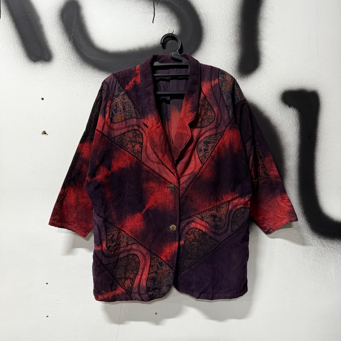 VTG 빈티지 코듀로이 골덴 타이다이 오리엔탈 패치워크 싱글 자켓 상품이미지1