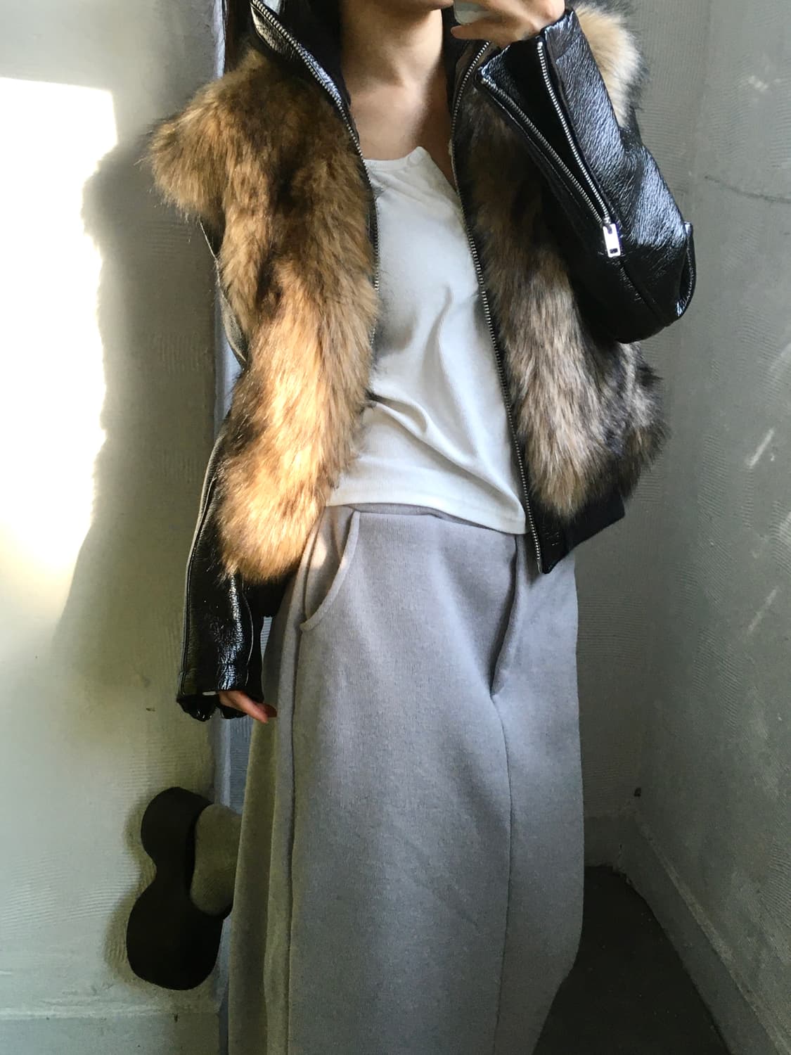 Diesel 디젤 퍼 레더 자켓 상품이미지2