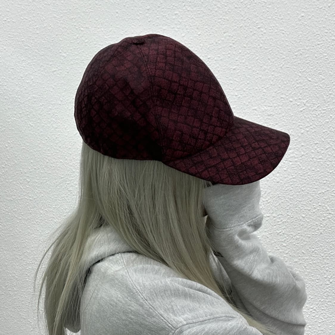 보테가베네타 코튼베이스 레드체크 볼캡 상품이미지2