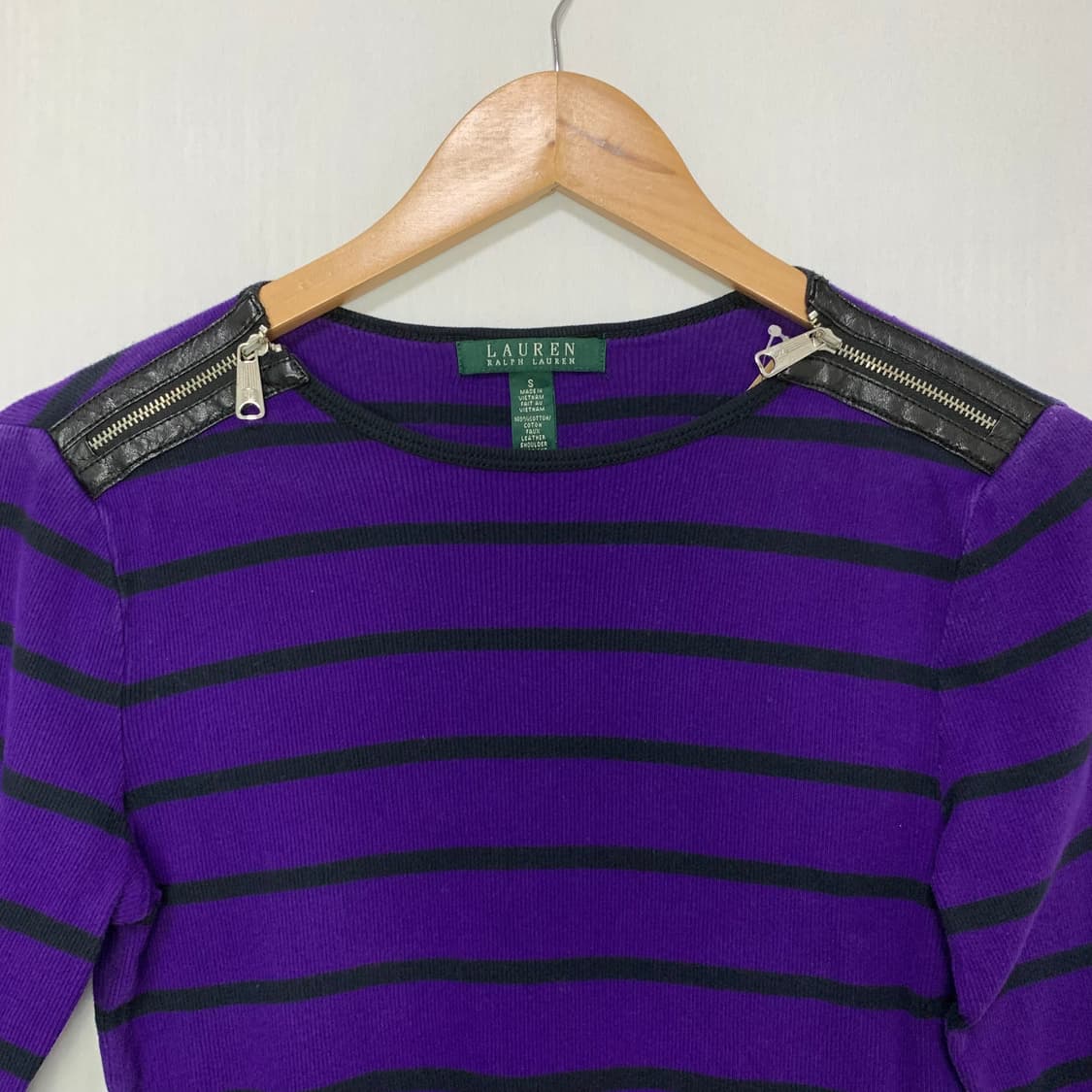 로렌 랄프로렌 지퍼 디테일 스트라이프 펑크 니트 퍼플 여성 S 상품이미지2