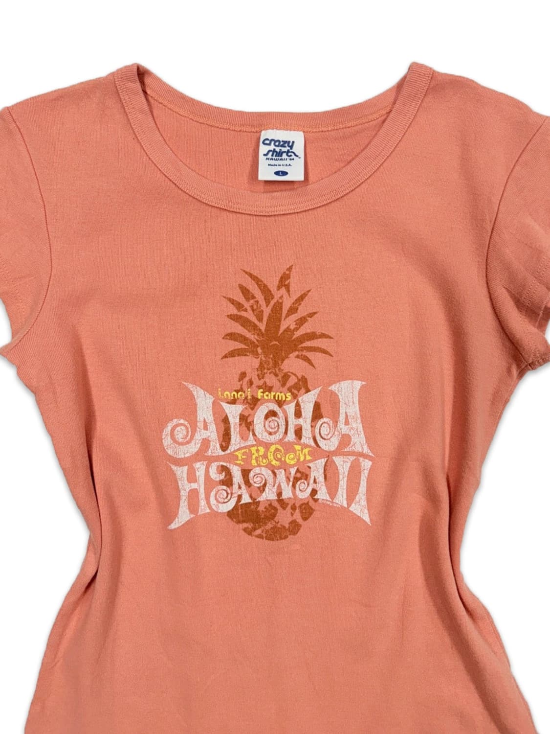 빈티지 오랜지 하와이 슬림 반팔티 상품이미지3