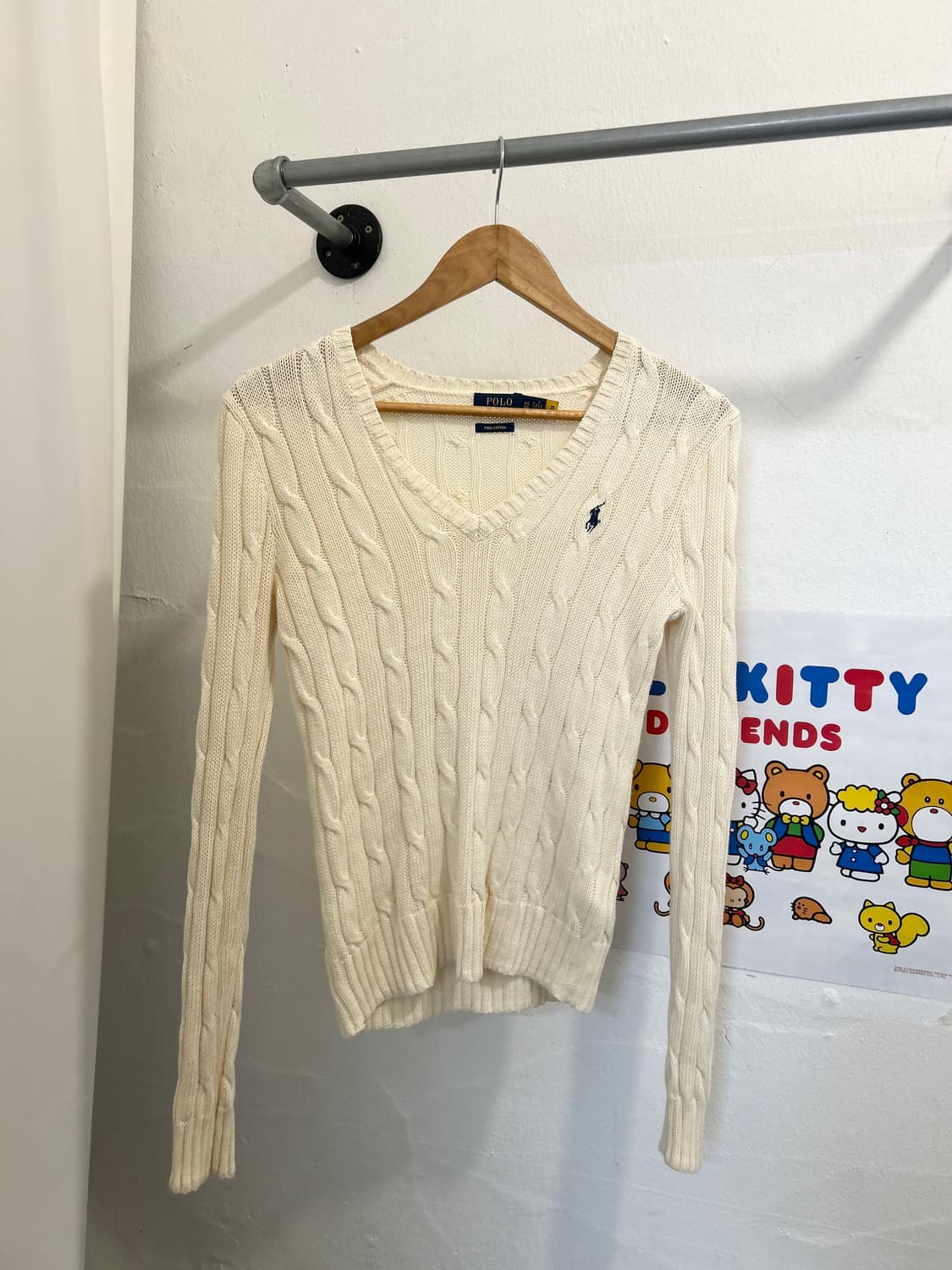 폴로 랄프로렌 케이블 스웨터 브이넥 아이보리 상품이미지3