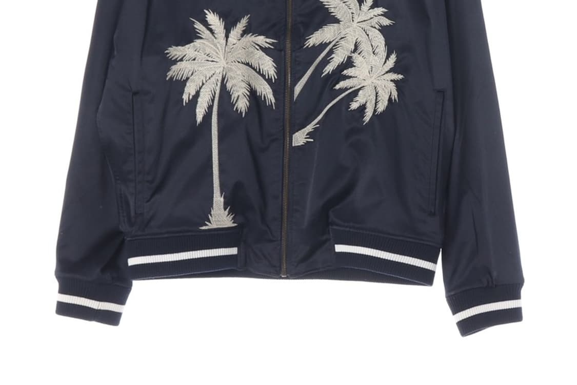 자라 맨 팜트리 야자수 자수 사틴 봄버 자켓 XL 상품이미지4