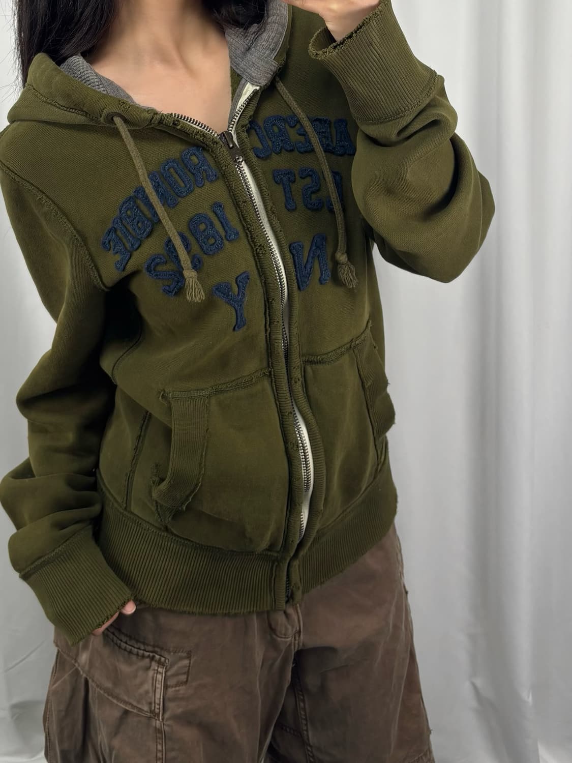 아베크롬비 카키 후드집업 상품이미지3