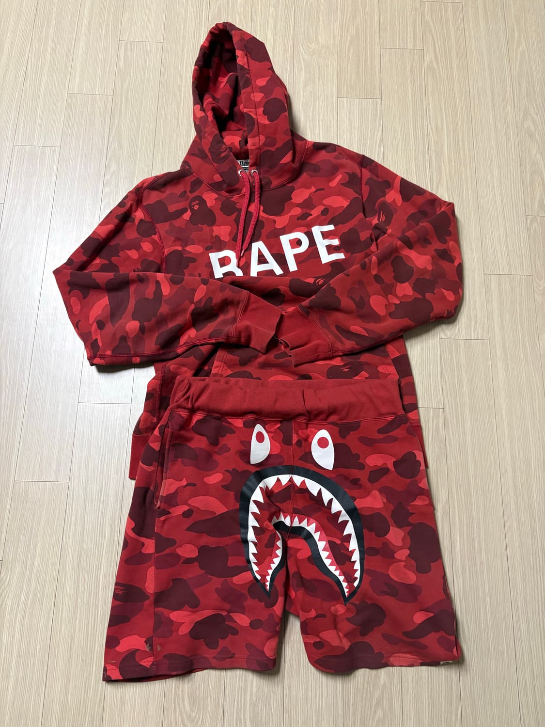 베이프 적계 카모 후드 상하의 후드티 반바지 숏츠 판매 상품이미지1