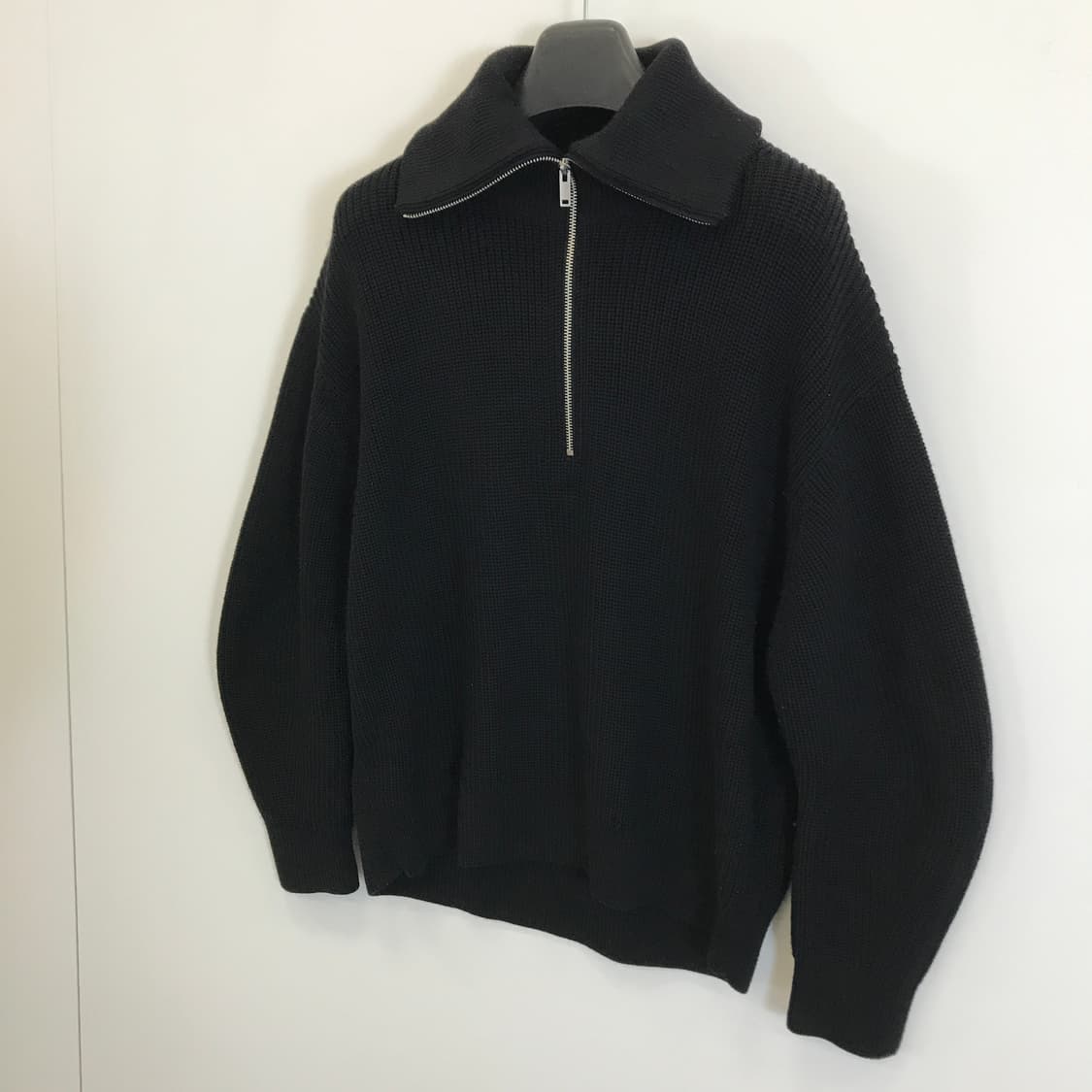 COS 울 코튼 하프집업 니트 블랙 [L] 상품이미지2