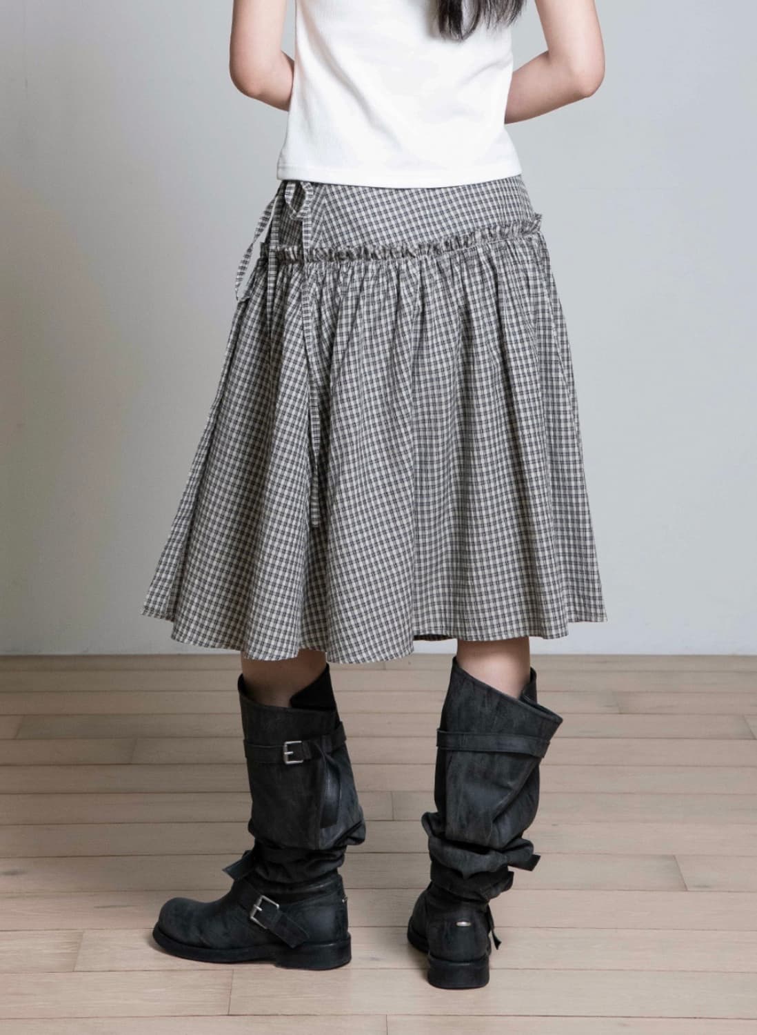 오피쉬 Oafish 리본 프릴 랩스커트 (brown) 상품이미지4