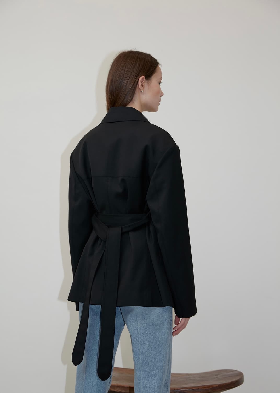 wide collar belted wool jacket 상품이미지3