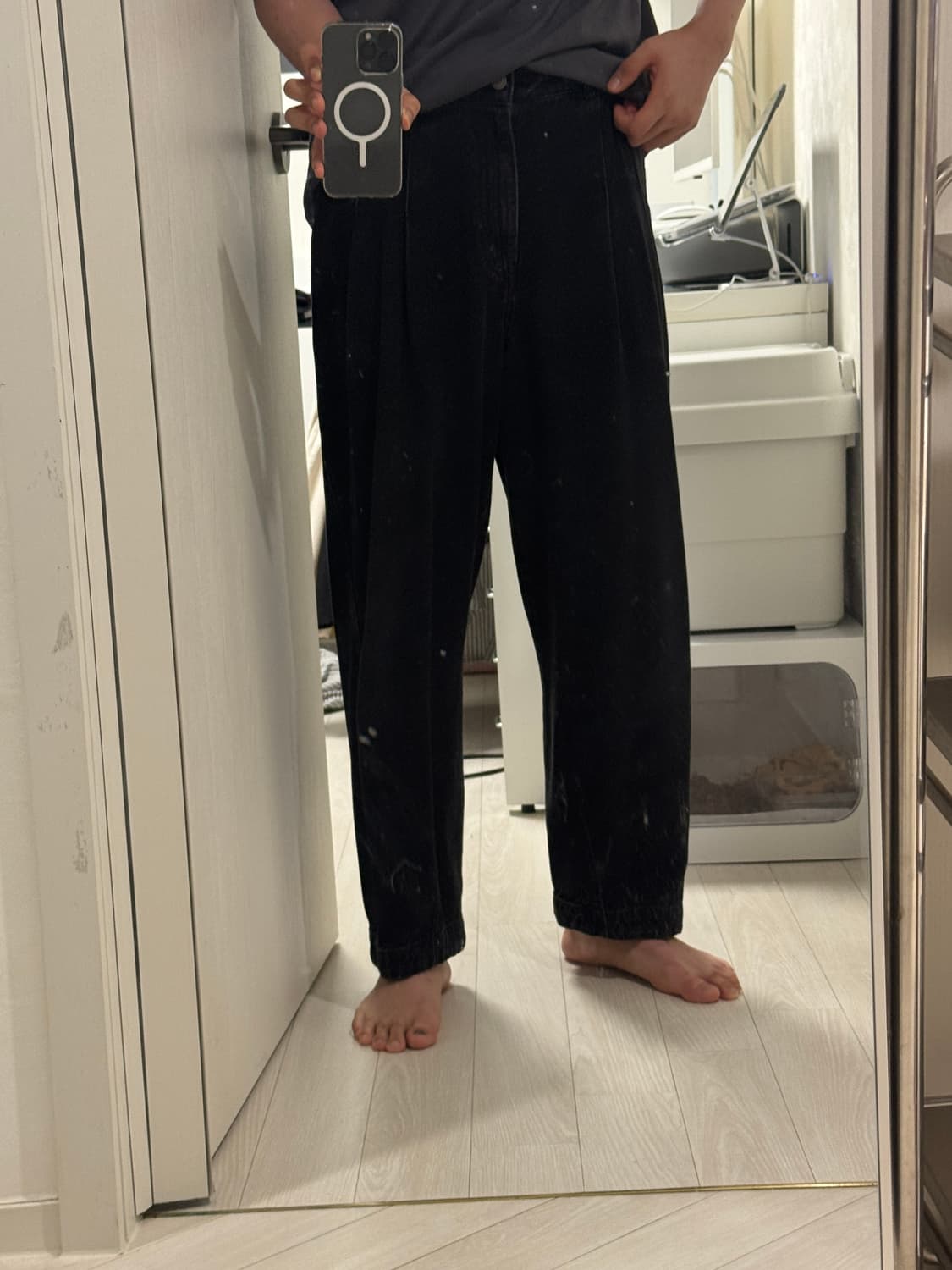 와이드 배기팬츠 데님 블랙 XL 상품이미지2