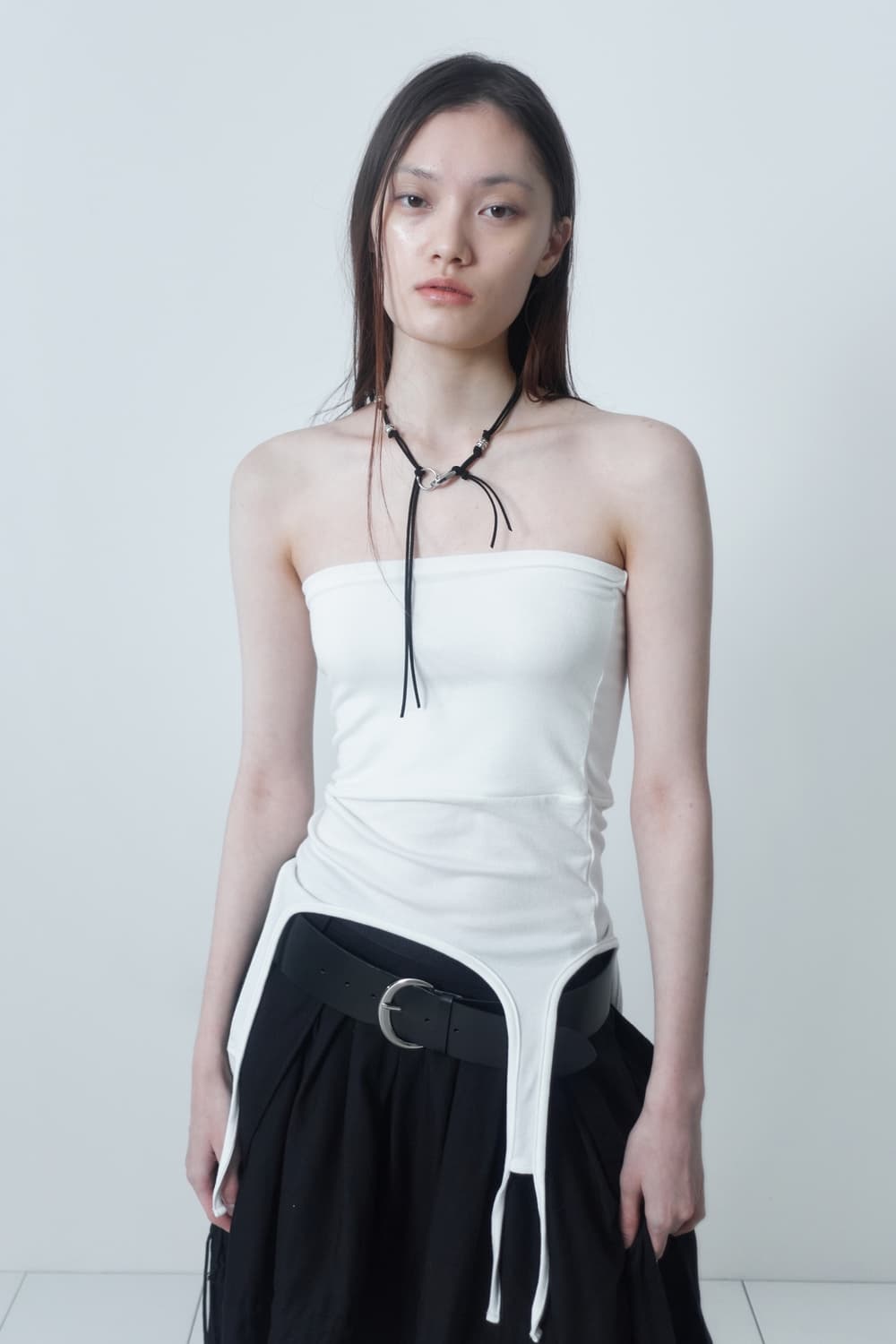 CERRIC(세릭)TENCEL GARTER TOP SKIRT/WHITE 상품이미지1