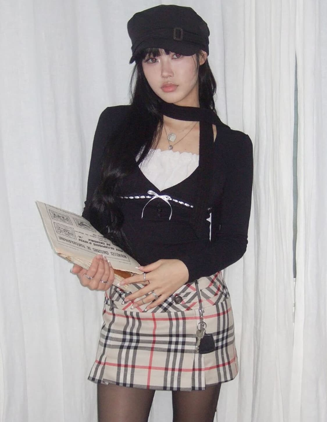 Classic Tuck Check Skirt / m size 상품이미지2