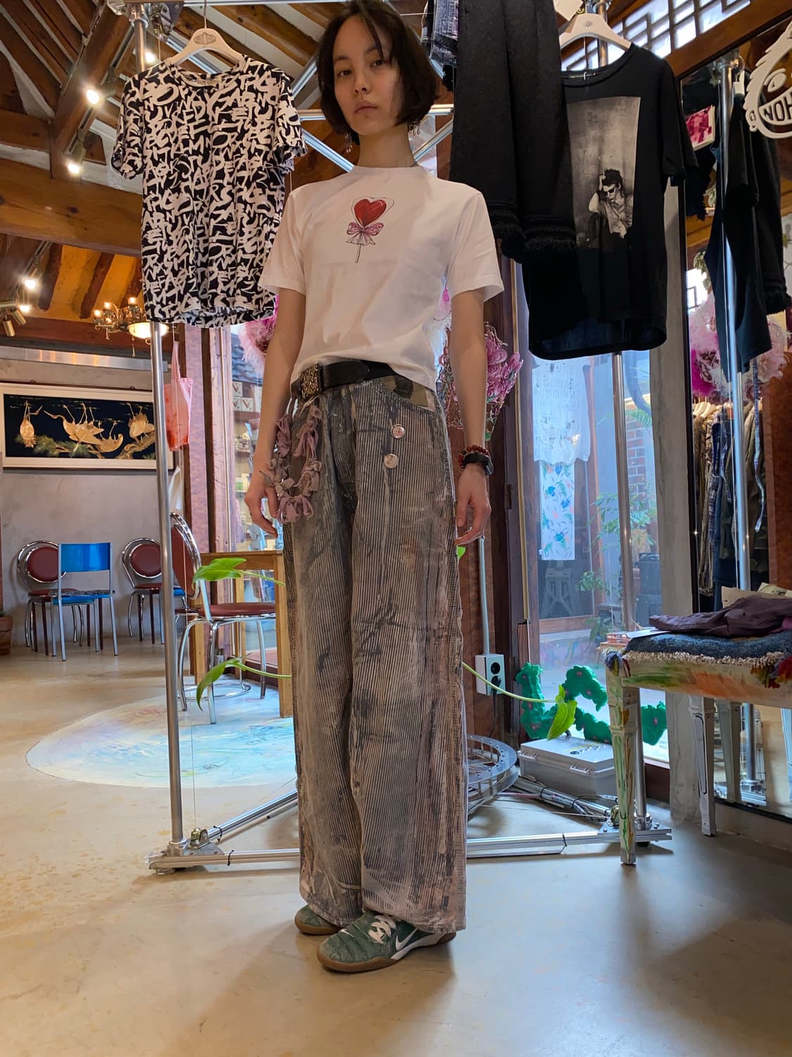 [MSGM] 빈티지 하트 롤리팝 그래픽 화이트 티셔츠 상품이미지7