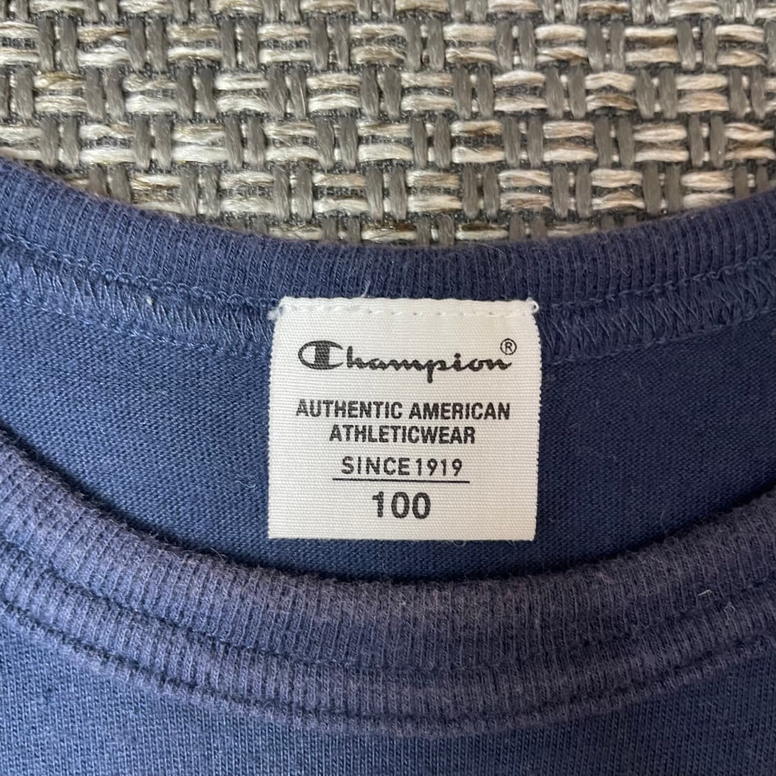 챔피온 키즈 화이트 로고 프린팅 네이비 반팔 티셔츠 100 상품이미지5