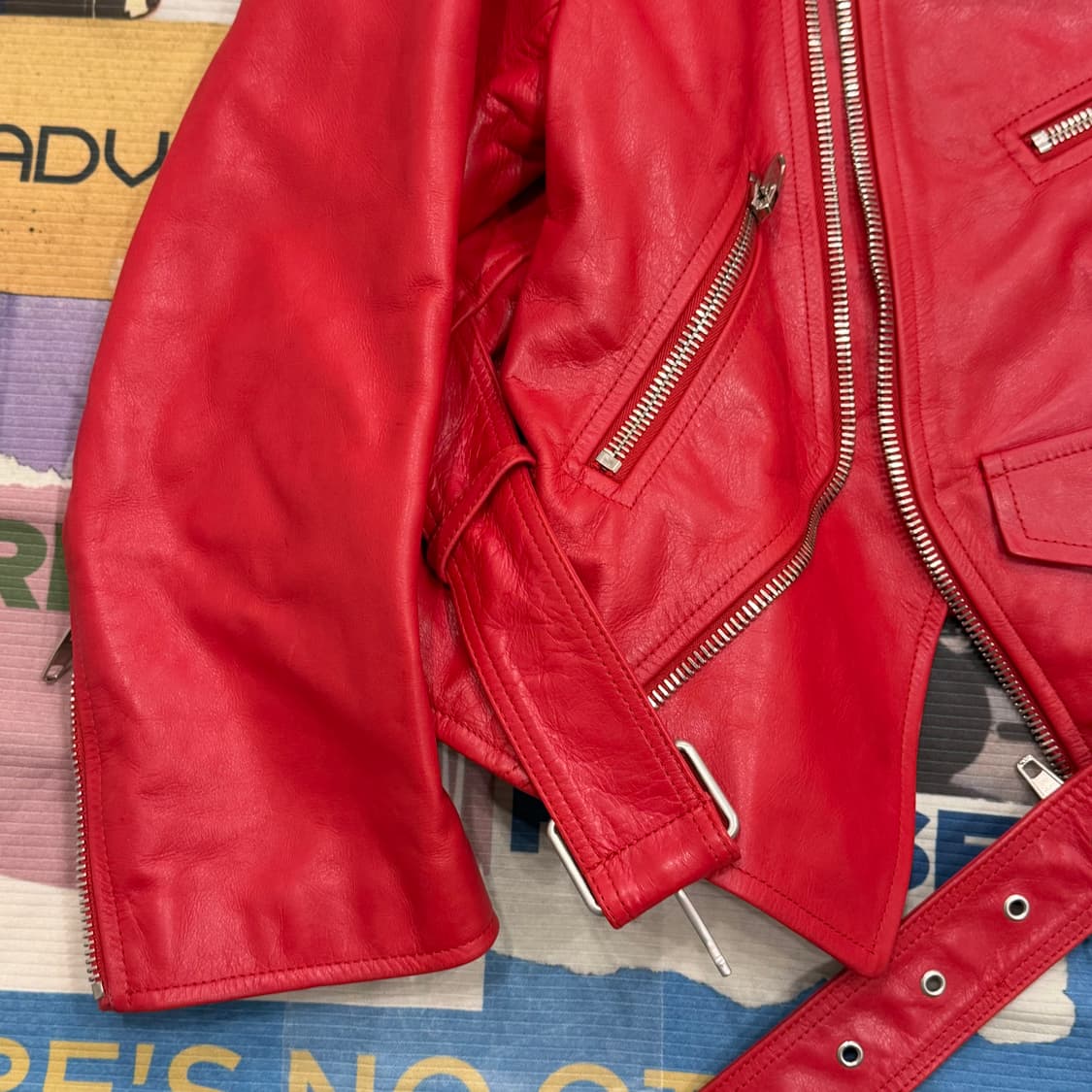 BALENCIAGA swing red leather biker 36 상품이미지4