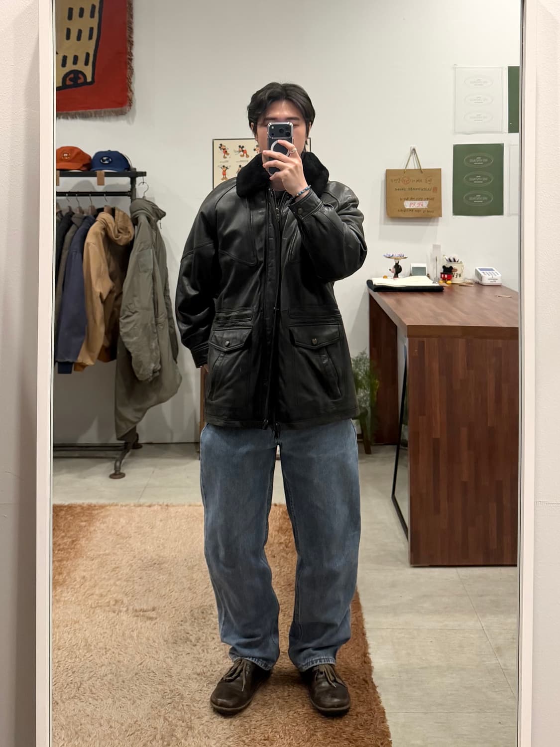 90s Vtg 빈티지 쉽스킨 무스탕 레더 자켓 상품이미지2