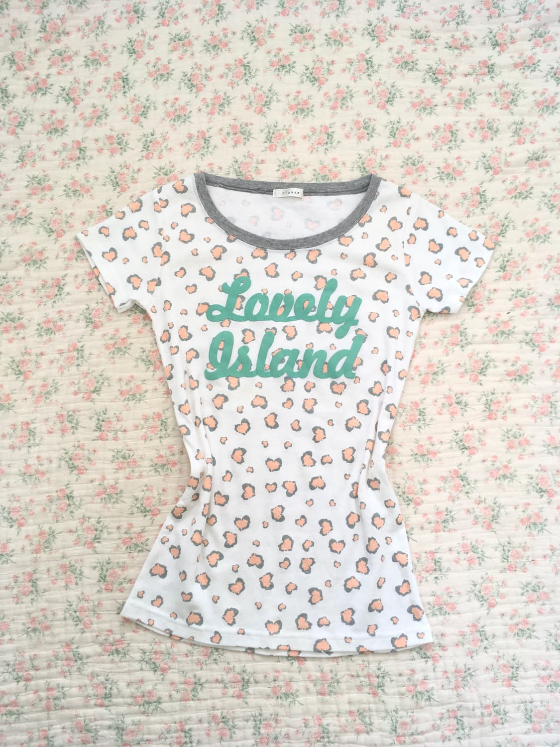 빈티지 피치 레오파드 하이틴 반팔 상품이미지5