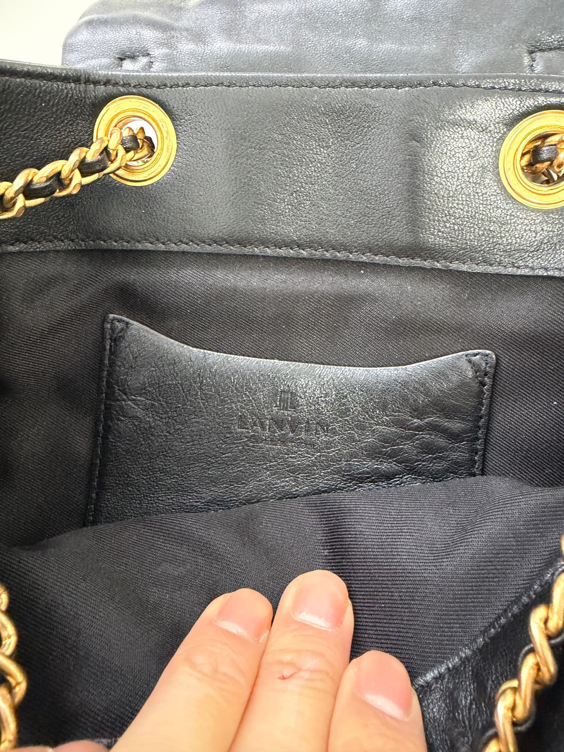 정품) 랑방 컬렉션 한섬 블랙 레더 체인 백팩 상품이미지7