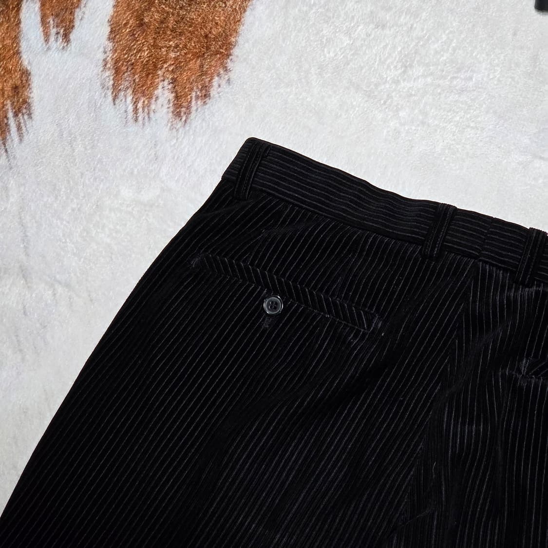 빈티지 블랙 원핀턱 벨벳 코듀로이 팬츠 상품이미지5