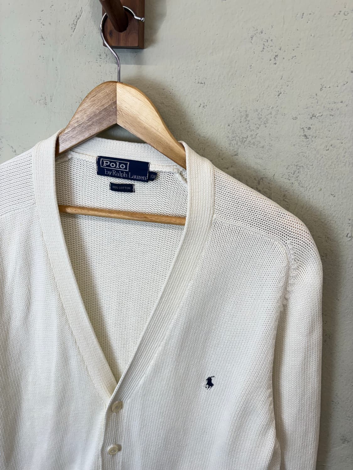 폴로랄프로렌 빈티지 코튼 브이넥 니트 가디건 화이트 상품이미지5