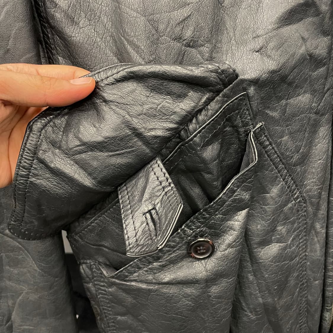 90s STEINER 서독 플라이트 밀리터리 폴리스 가드 가죽 자켓 상품이미지4