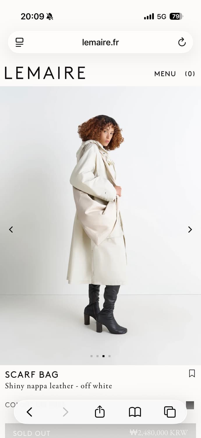 새상품 르메르 스카프백 큰사이즈 정가 280만원대 상품이미지1