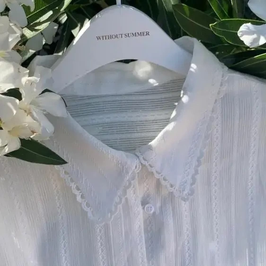 위드아웃썸머 플립 레이스 화이트 셔츠 블라우스 F 상품이미지5