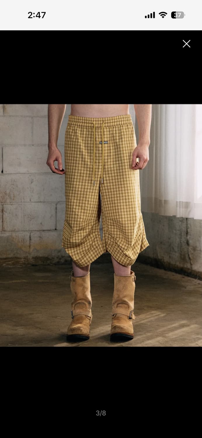 더바이닐하우스 THREE-QUARTER CHECK PANTS YELLOW 상품이미지2