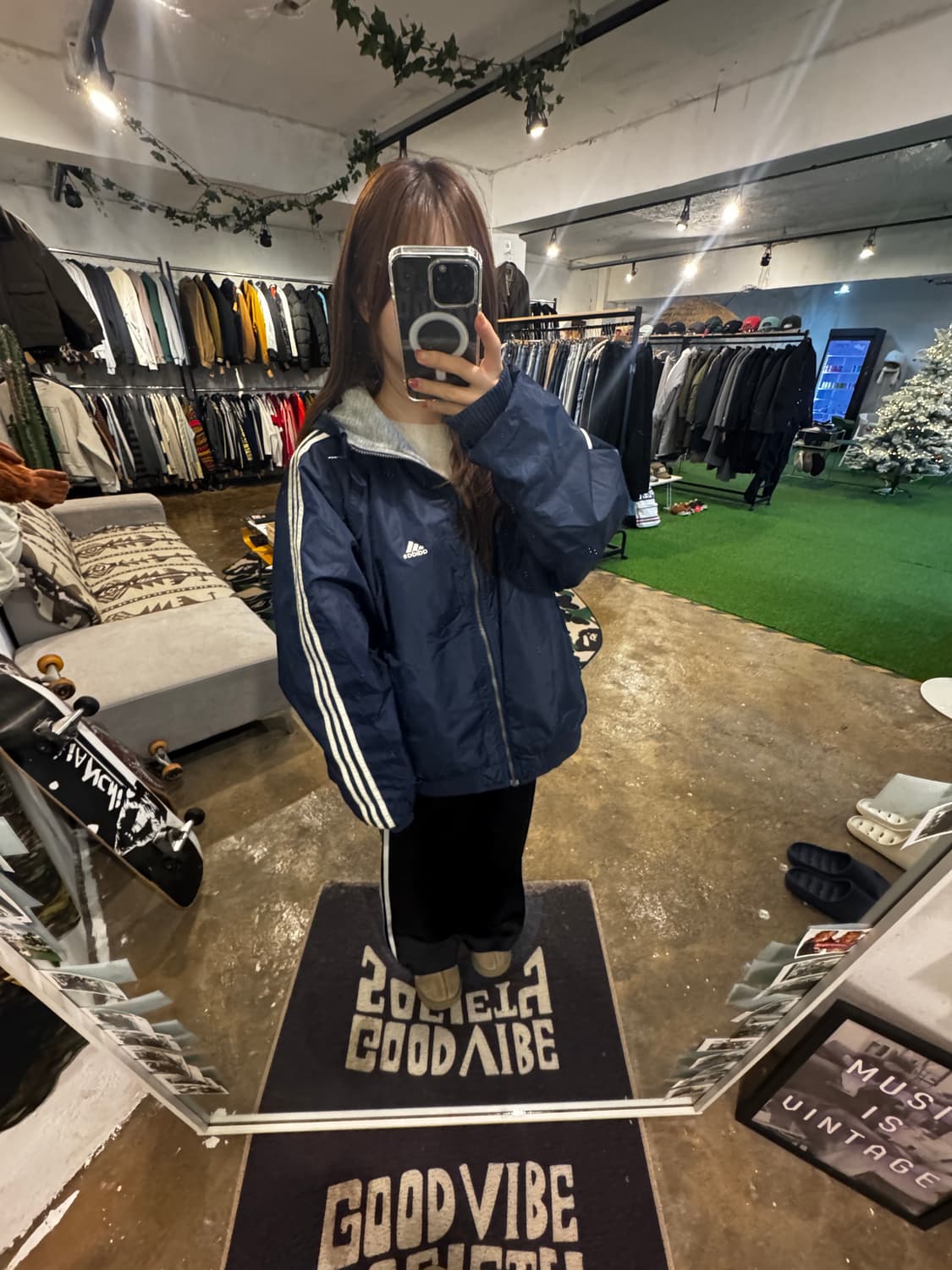 아디다스 리버시블 나일론 후디 점퍼 네이비 상품이미지6