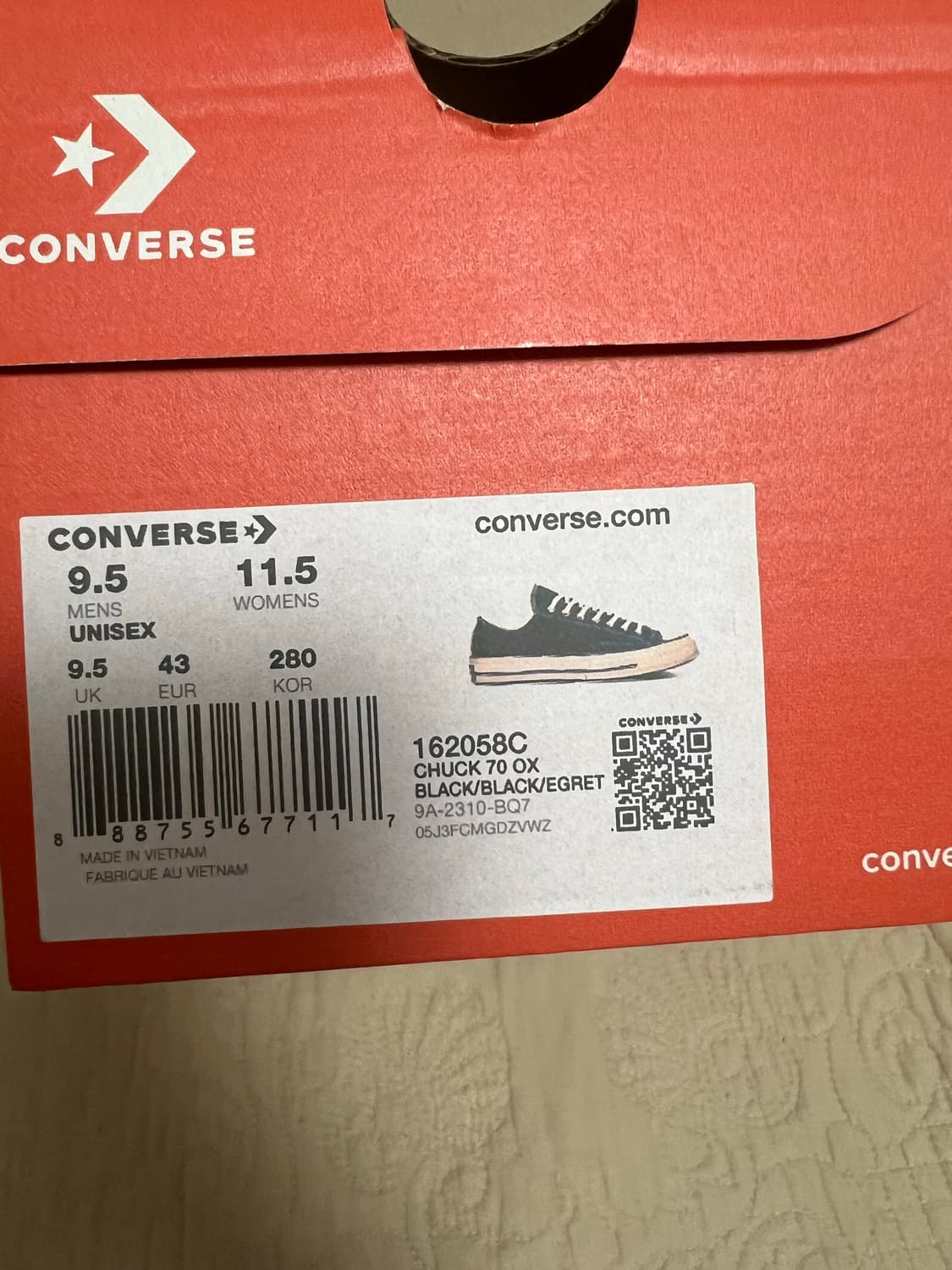 새제품 280) 컨버스 척70 로우 블랙 + 정품 고무끈 상품이미지2