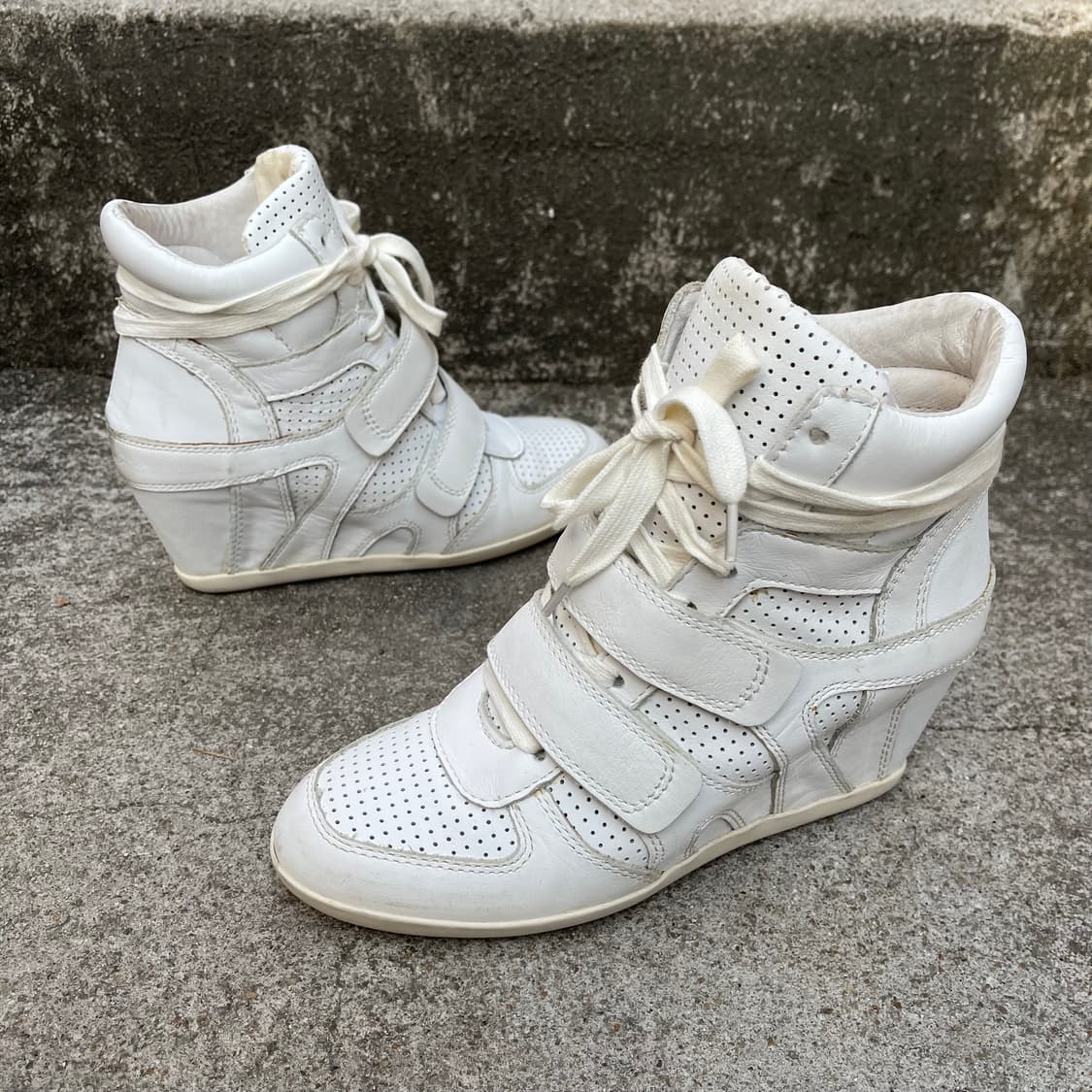 [37] ASH 화이트 레더 웨지힐 스니커즈 (240) 상품이미지3