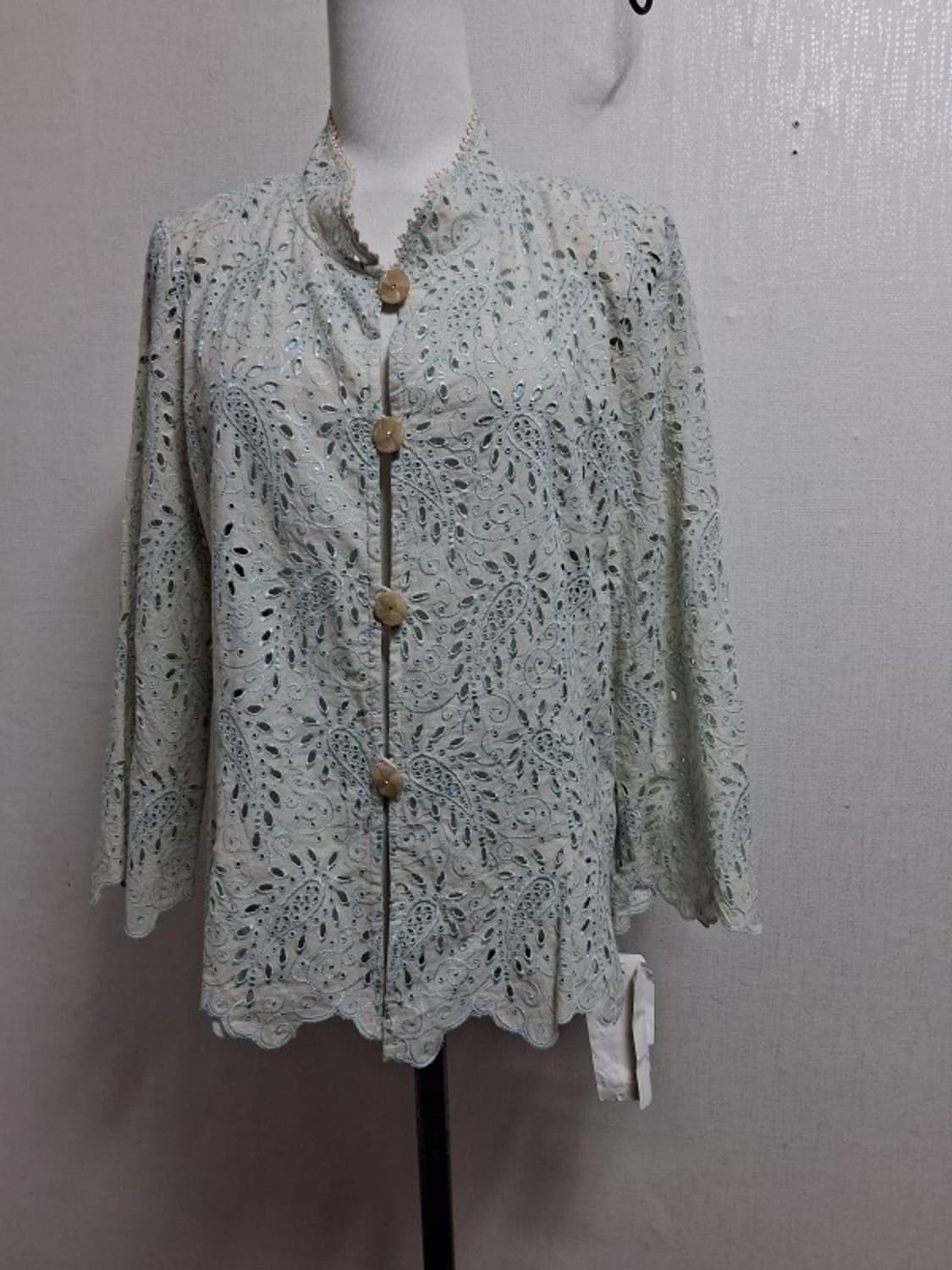 일본빈티지 Tronco Palla 아사면 레이스블라우스 가디건 미착새옷  상품이미지1