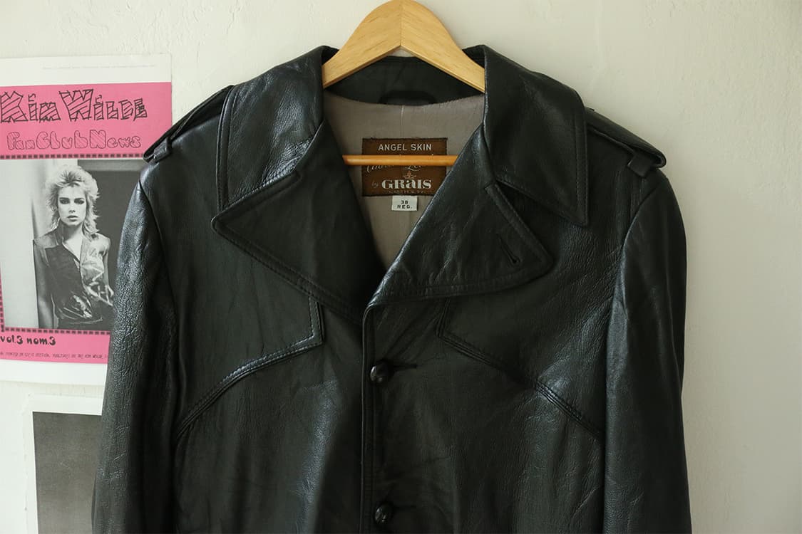 70s USA 블랙 레더 롱 코트 자켓 상품이미지4