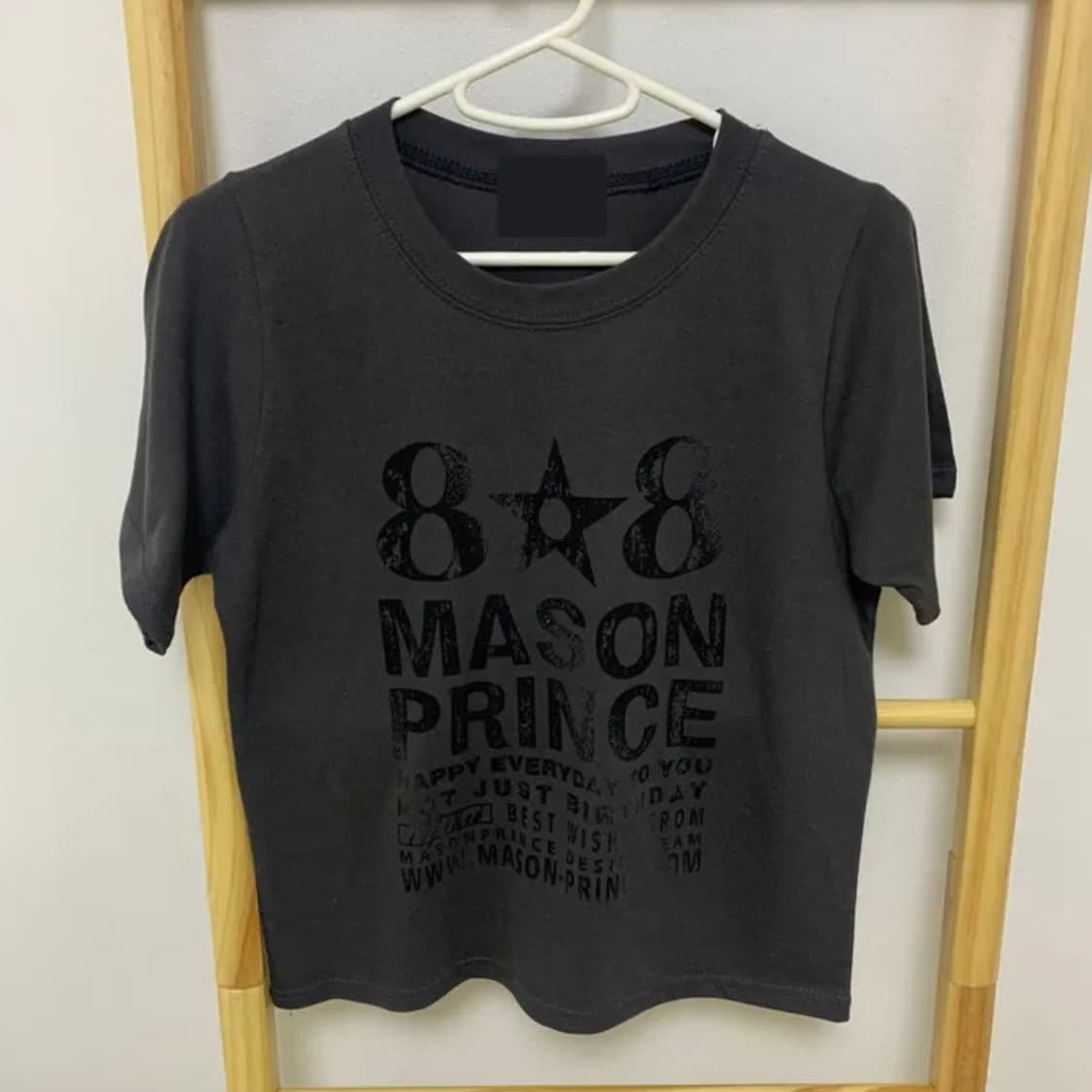 숏 슬리브 반팔 반소매 티 먹색 그레이 상품이미지3