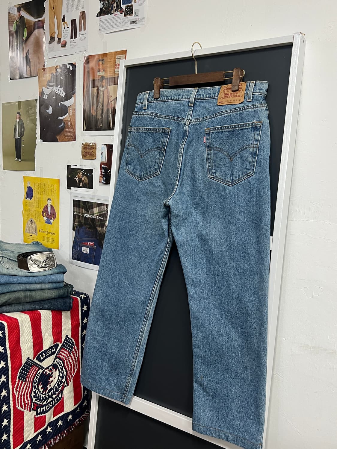 90s Levis 리바이스 505 레귤러 스트레이트 연청 데님 팬츠 상품이미지1