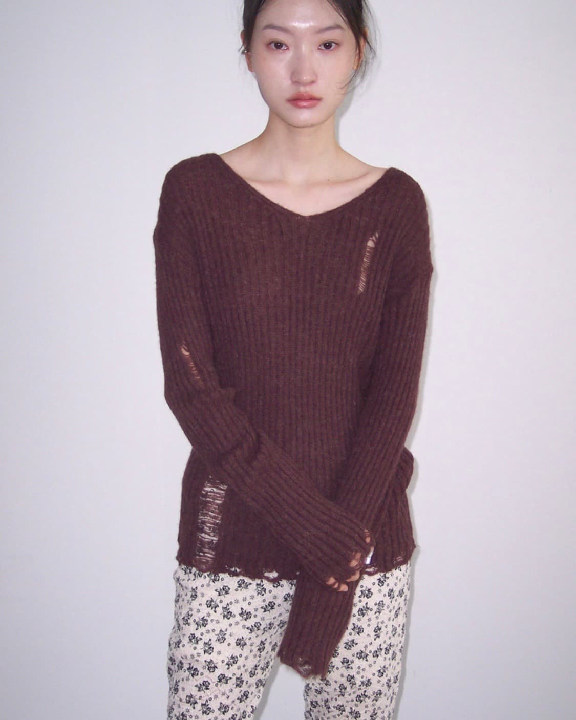 Damage V Knit (Wine) 상품이미지4