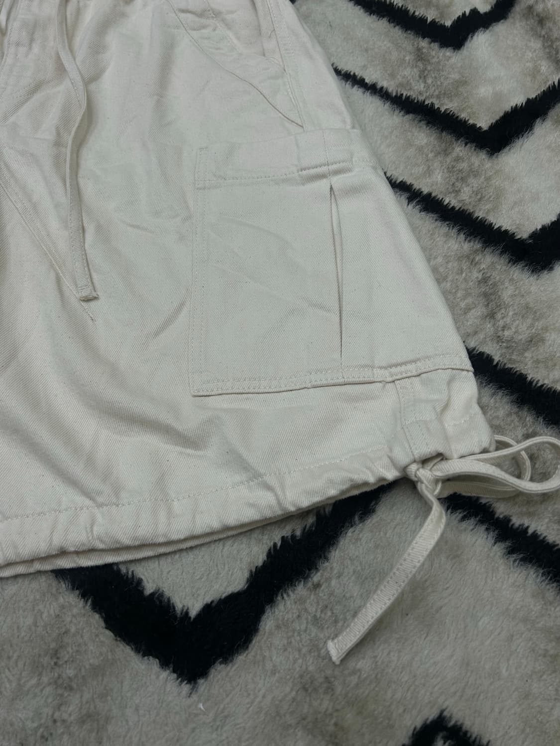 [34]ZARA 루즈핏 밴딩 카고 버뮤다 팬츠/크림 상품이미지3