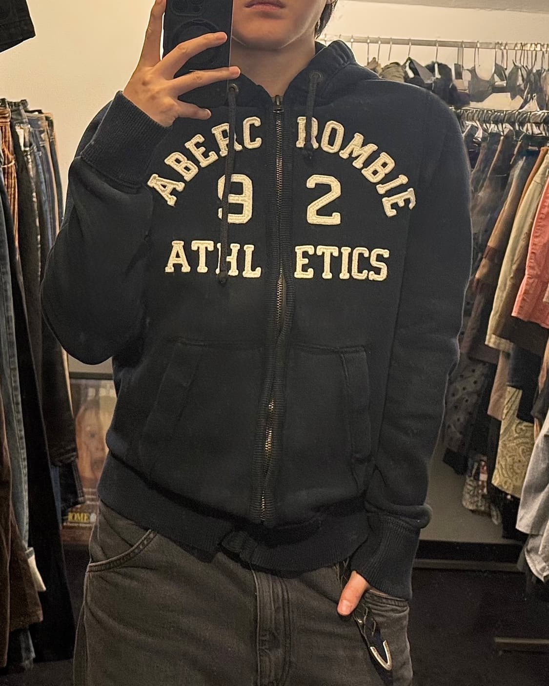 아베크롬비 92 애슬레틱 남색 네이비 후드 집업 L 100 기모 양홍원 상품이미지1