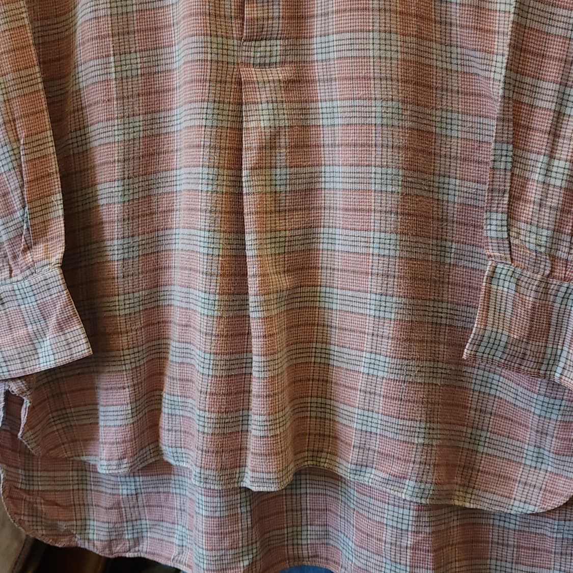 60s 프랑스 워크셔츠 가드너 빈티지 셔츠 라이트 핑크 잔체크 s 상품이미지8