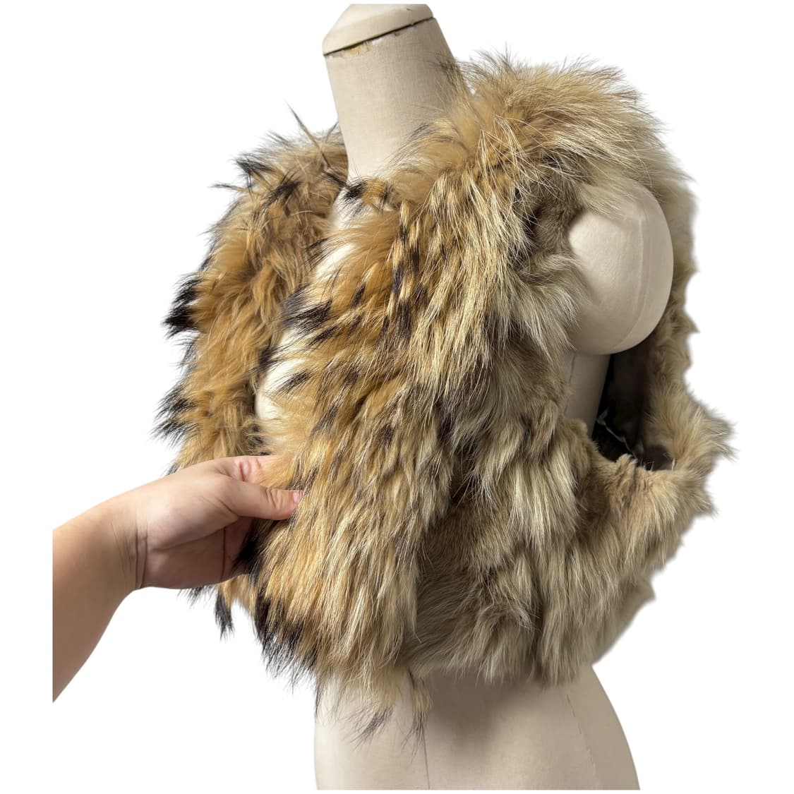 3689 브라운 토끼털 크롭 퍼조끼 상품이미지3