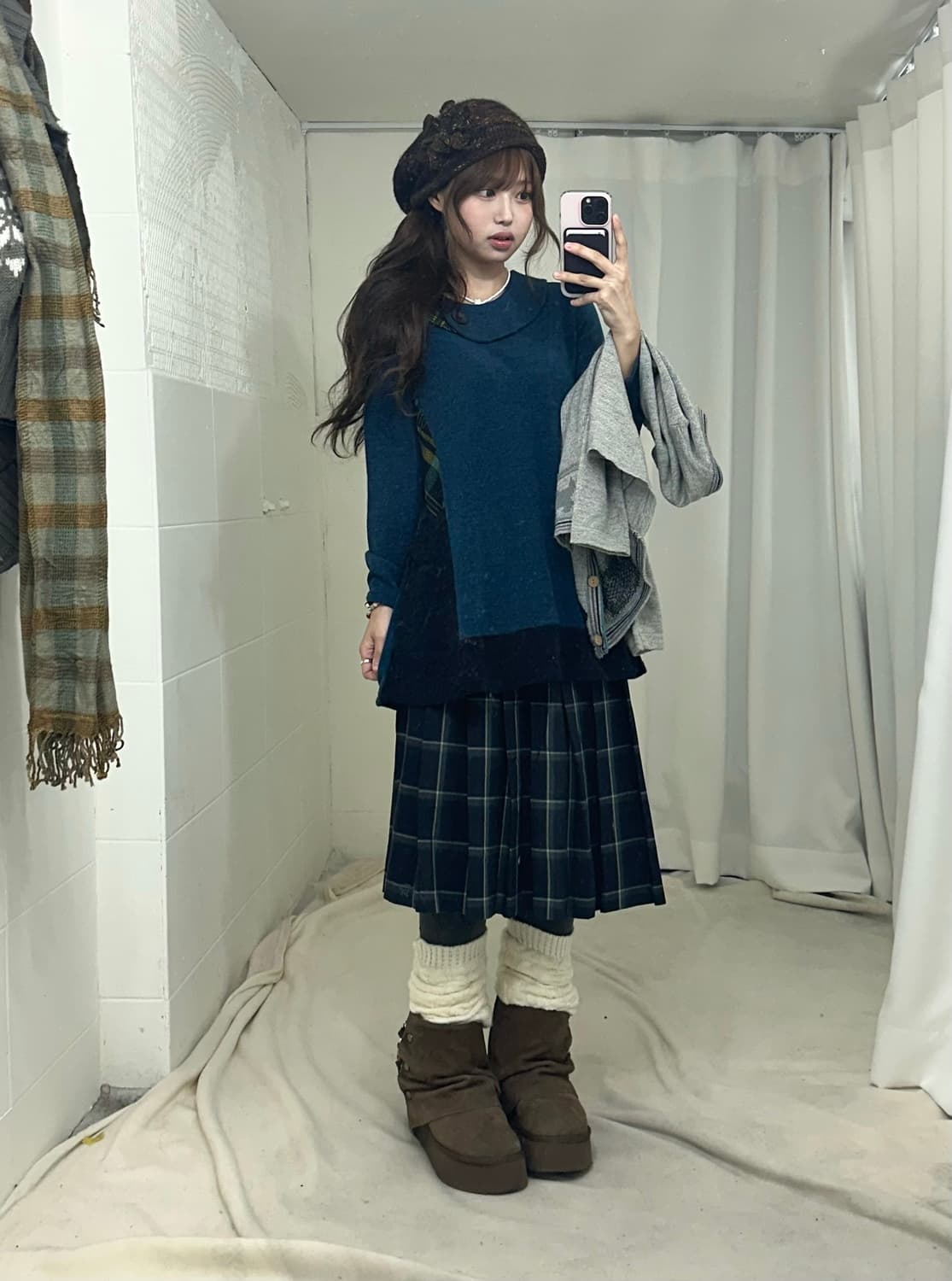 하구미 히피모리 청록 가디건 코디세트 상품이미지3