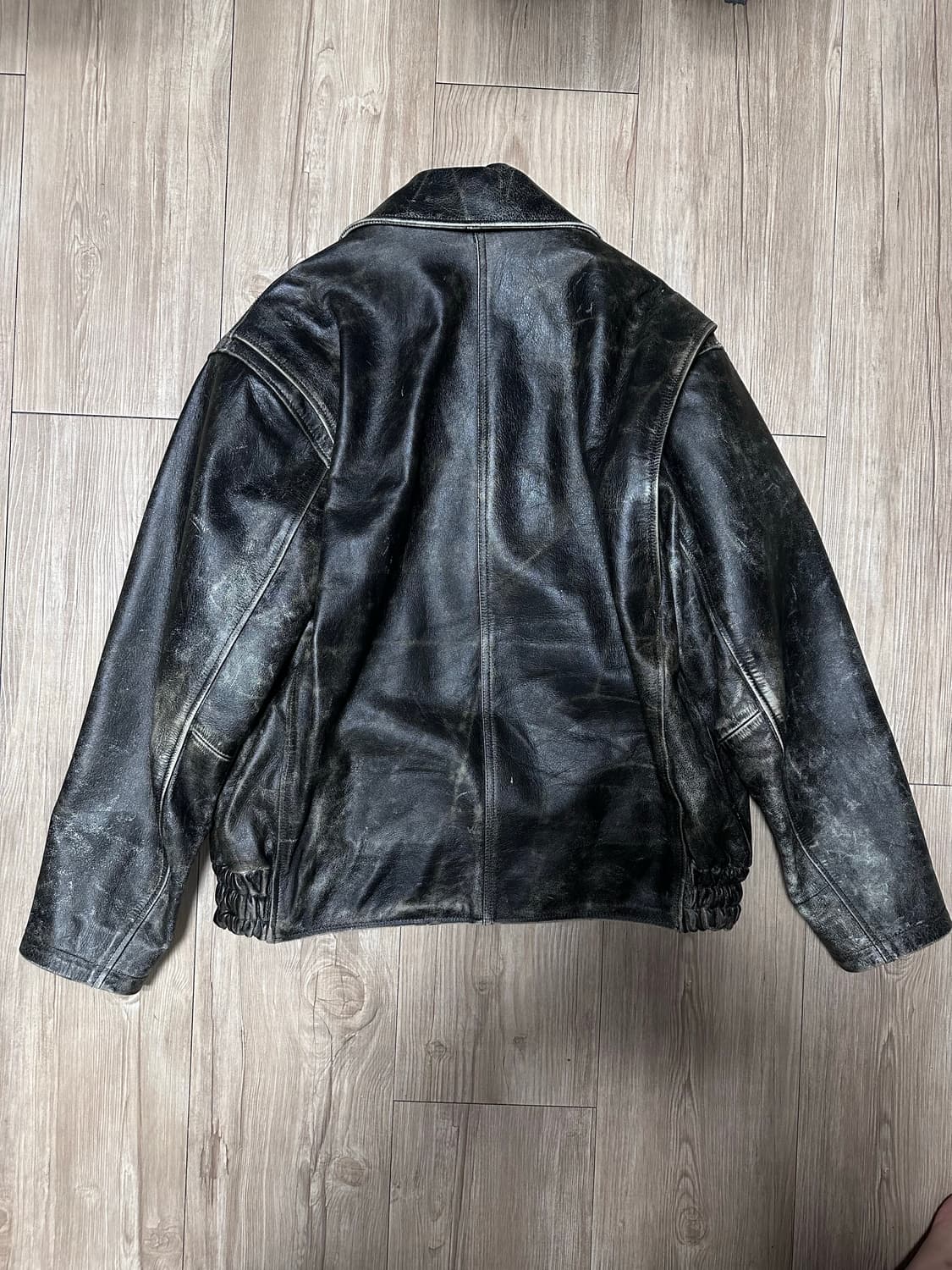 디젤 블랙 레더 자켓 데미지 스타일 L 상품이미지5