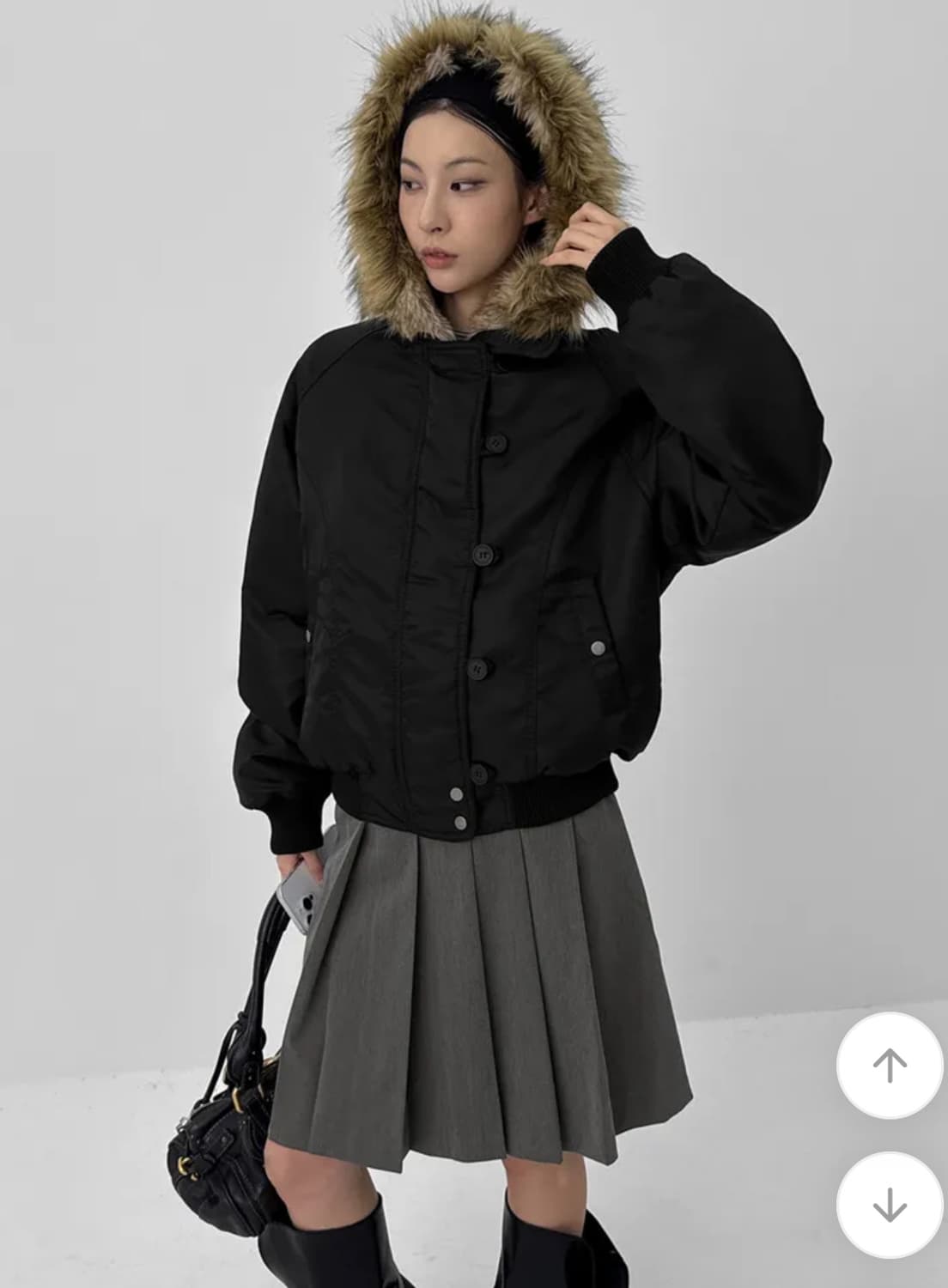 블랙업 누닐 퍼트리밍 후드 점퍼 블랙 팔아요 상품이미지3