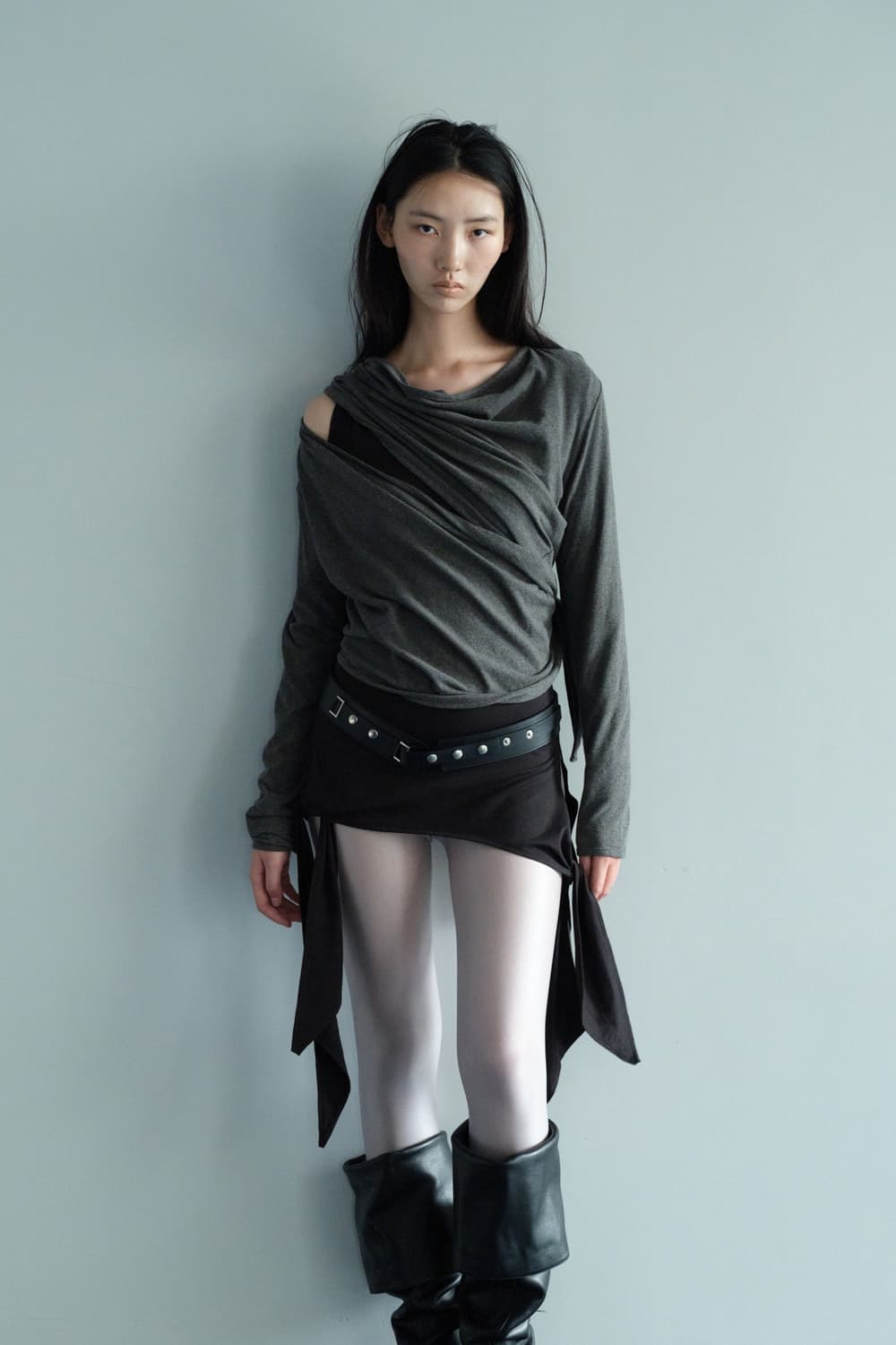 CERRIC 드롭 랩 가디건 차콜 상품이미지3