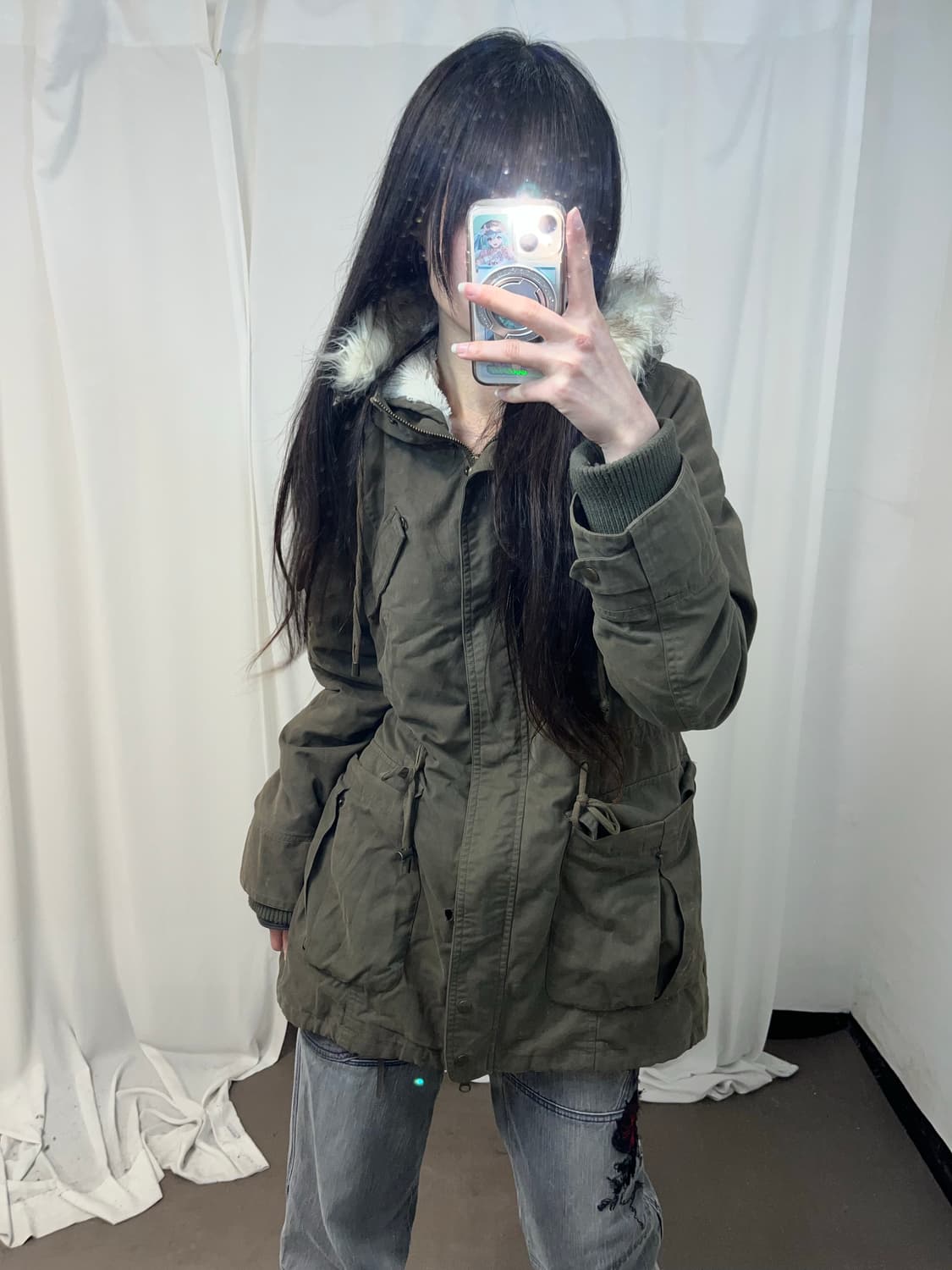 00‘s 카키 울프죠 야상 점퍼 (하자 확인 필수) 상품이미지7